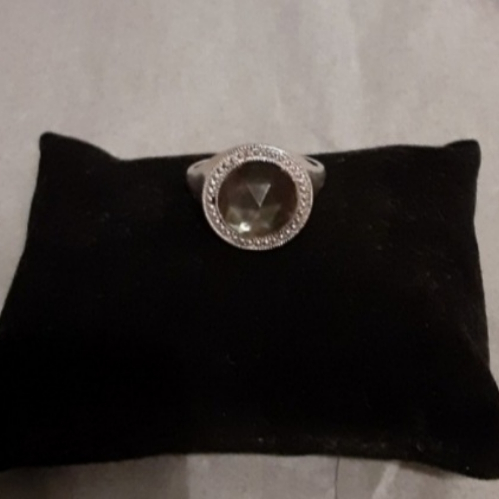 Avon 925 stamped sterling silver smoky gray mother of pearl ring size 10